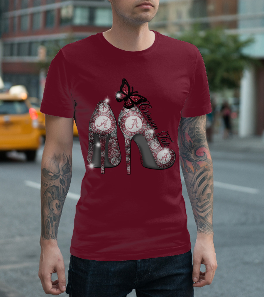 Crimson Tide Heels With Butterfly T-Shirt