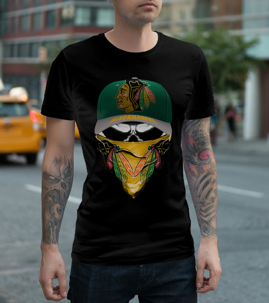Chicago Blackhawks Logo Cap And Mask Combo T-Shirt