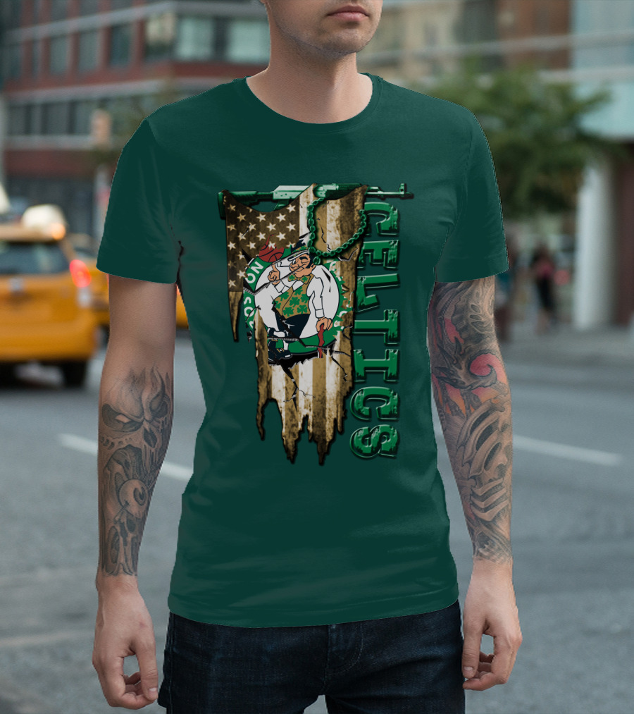 Boston Celtics Vintage American Flag T-Shirt