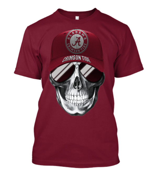 Alabama Crimson Tide Skull With Cap And Sunglasses T-Shirt