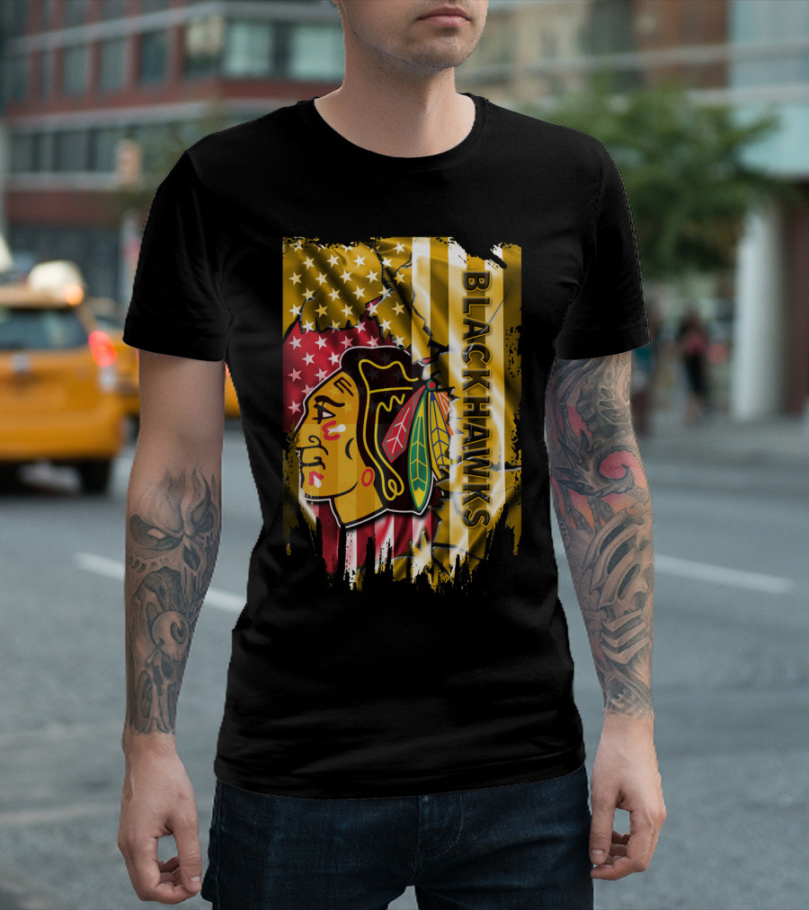 Blackhawks American Flag T-Shirt