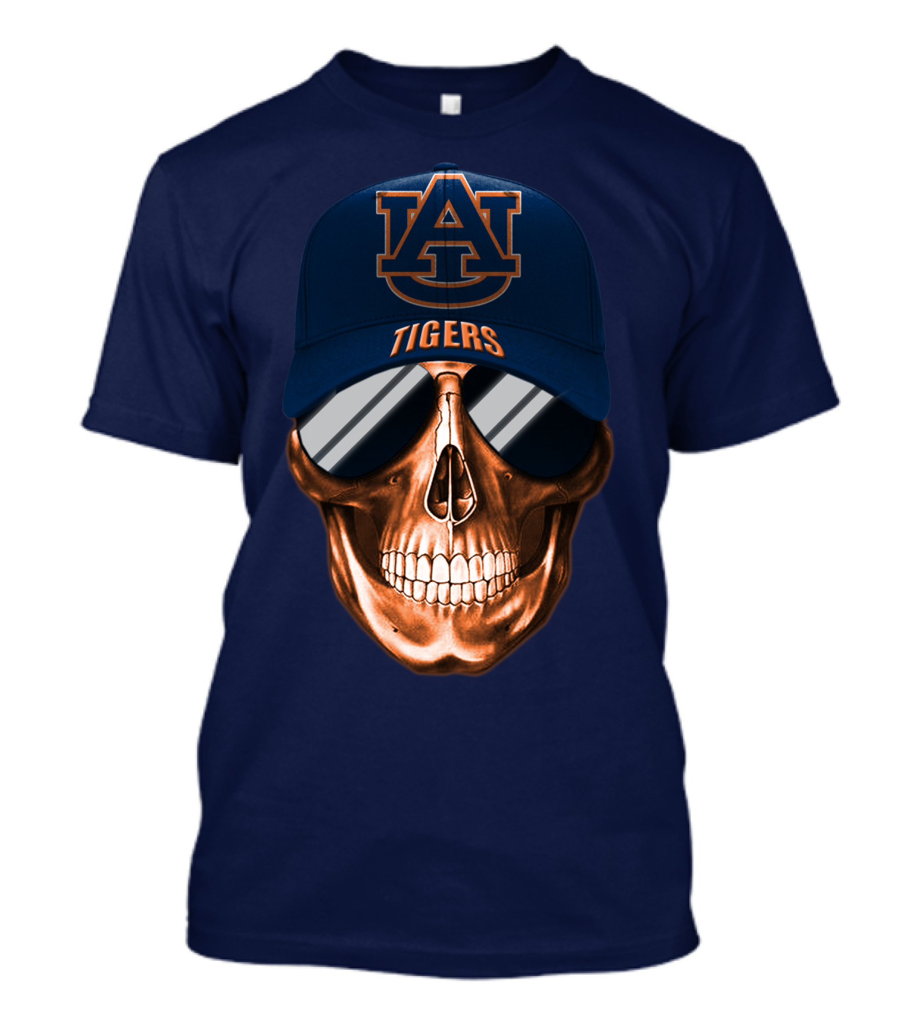 Auburn Tigers Skull With Au Logo Hat And Sunglasses T-Shirt