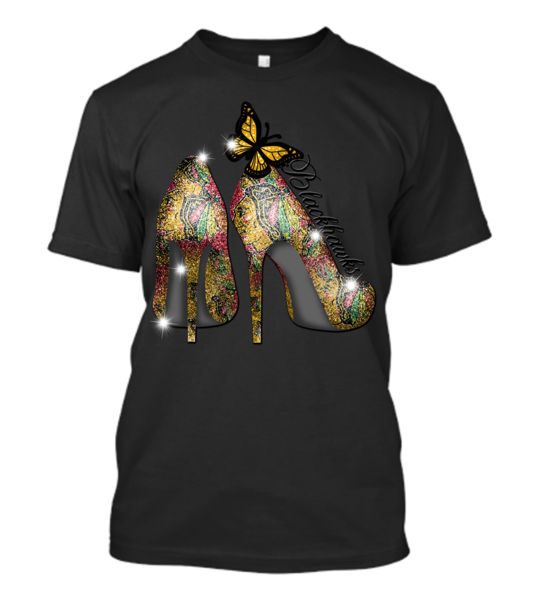 Chicago Blackhawks Heels With Butterfly Embellishment T-Shirt