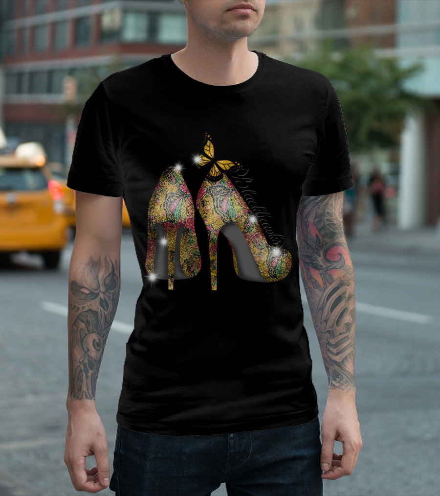 Chicago Blackhawks Heels With Butterfly Embellishment T-Shirt