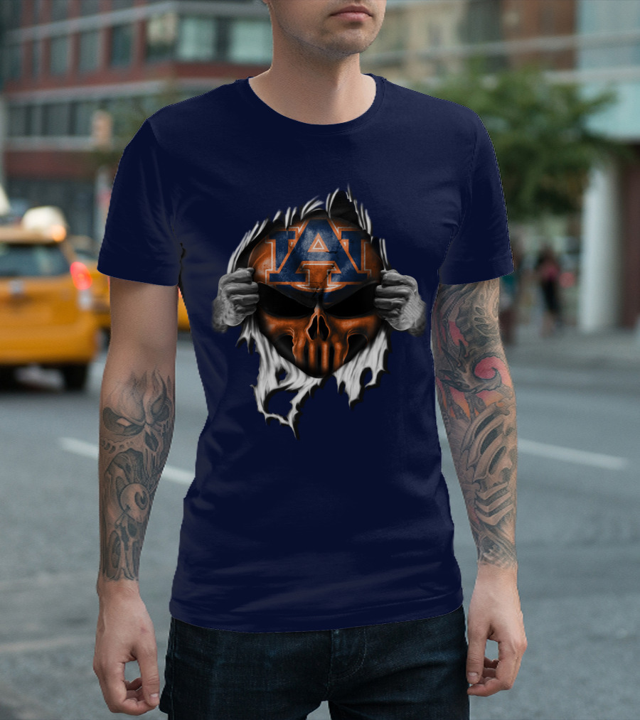 Auburn Tigers Skull Face Peel T-Shirt