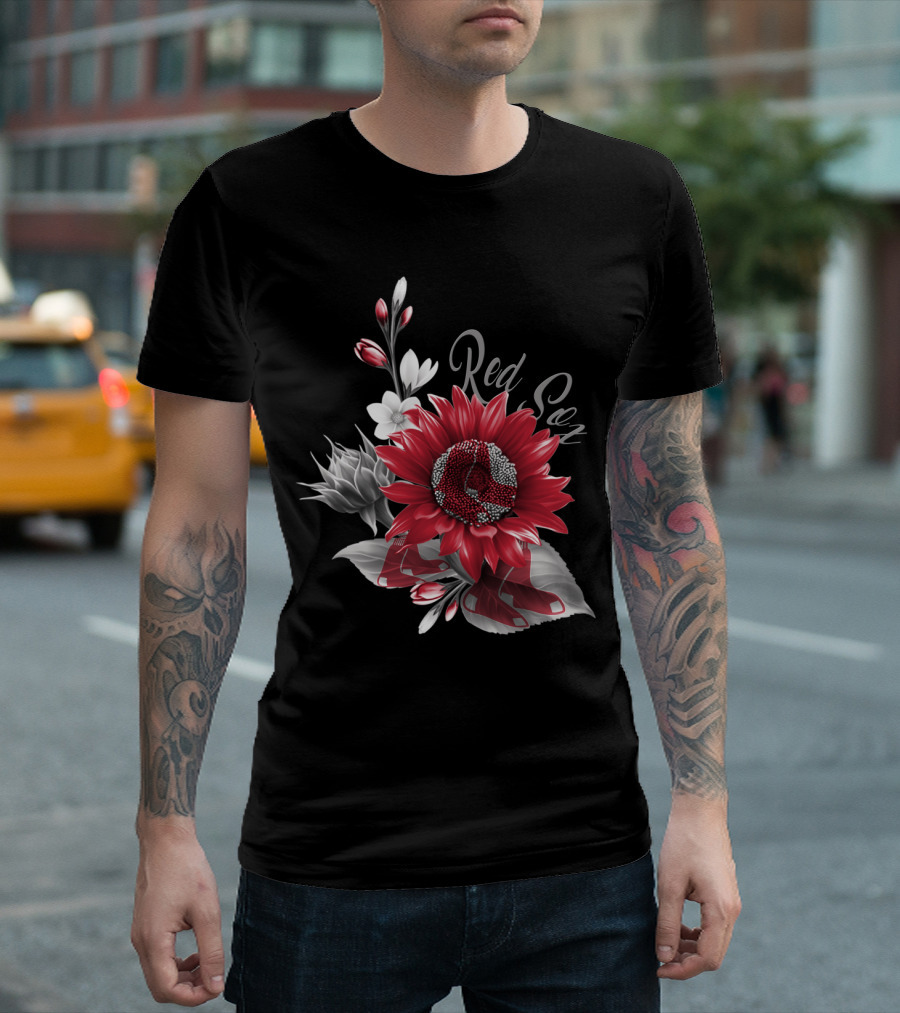 Boston Red Sox Red And White Floral T-Shirt