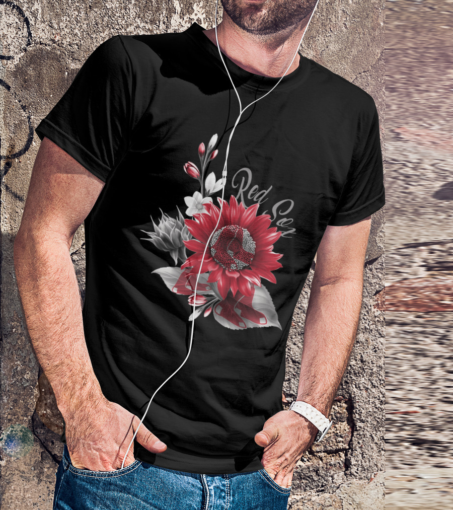 Boston Red Sox Red And White Floral T-Shirt