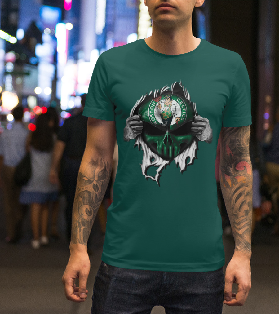 Boston Celtics Skull And Leprechaun Emblem T-Shirt