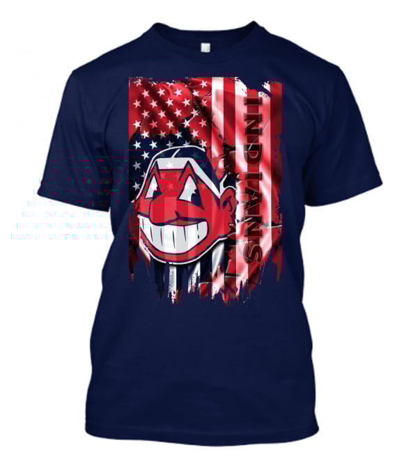 Cleveland Indians Chief Wahoo American Flag Patriotic Baseball T-Shirt