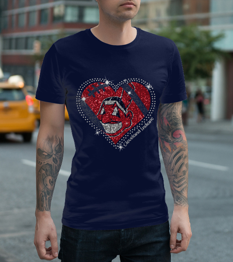Cleveland Indians Heart Design With Effect T-Shirt