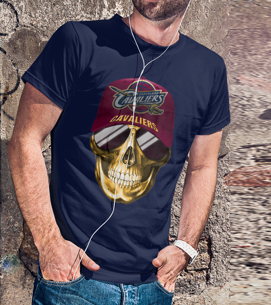 Cleveland Cavaliers Skull Hat Nba Basketball Fan Gear T-Shirt