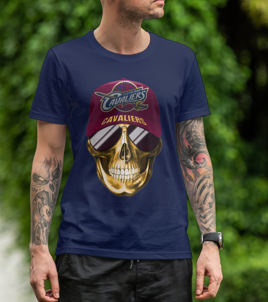 Cleveland Cavaliers Skull Hat Nba Basketball Fan Gear T-Shirt