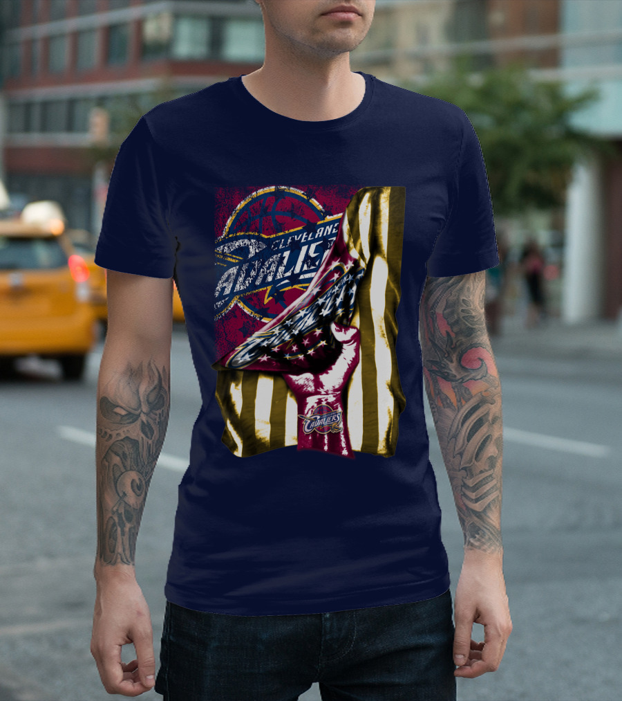 Cleveland Cavaliers American Flag Fist Nba Basketball T-Shirt