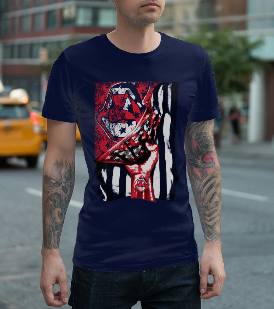 Cleveland Indians Pride American Flag Baseball Team Spirit T-Shirt
