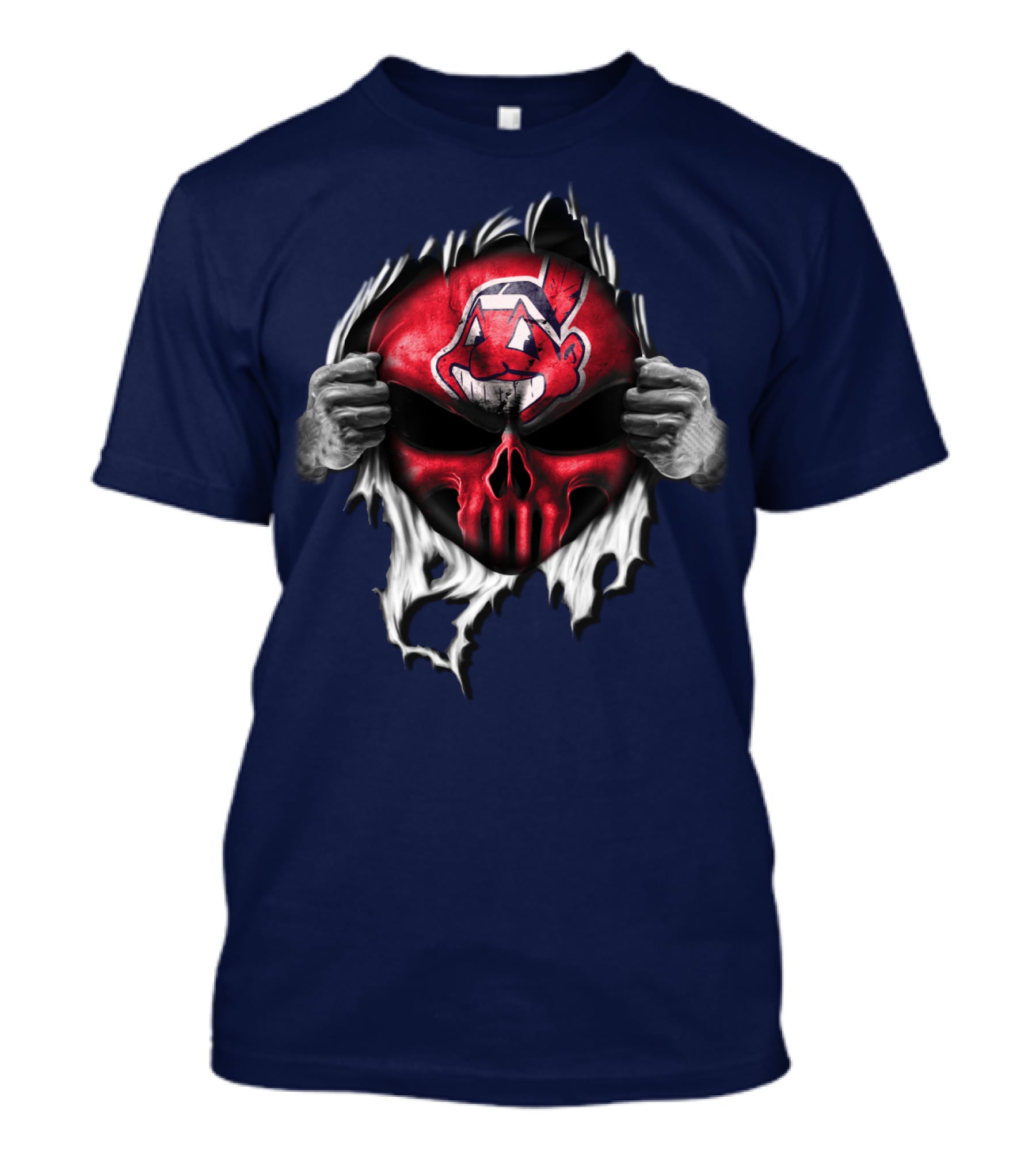 Cleveland Indians Skull Mask Ripping T-Shirt