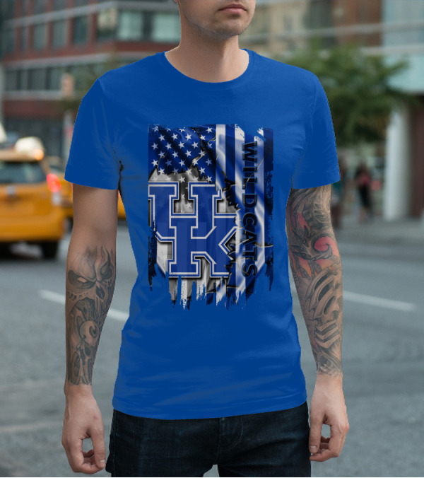 Kentucky Wildcats American Flag Tribute Uk T-Shirt