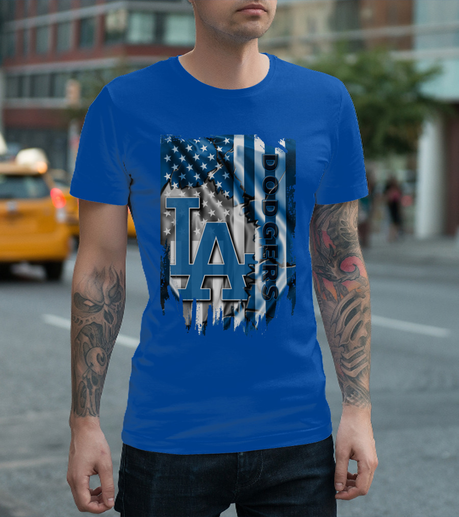 La Dodgers American Flag Blue T-Shirt