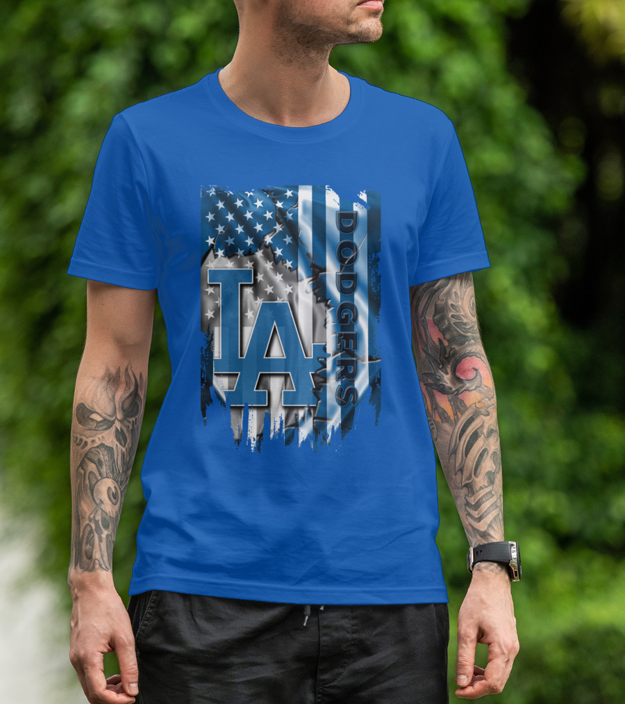 La Dodgers American Flag Blue T-Shirt