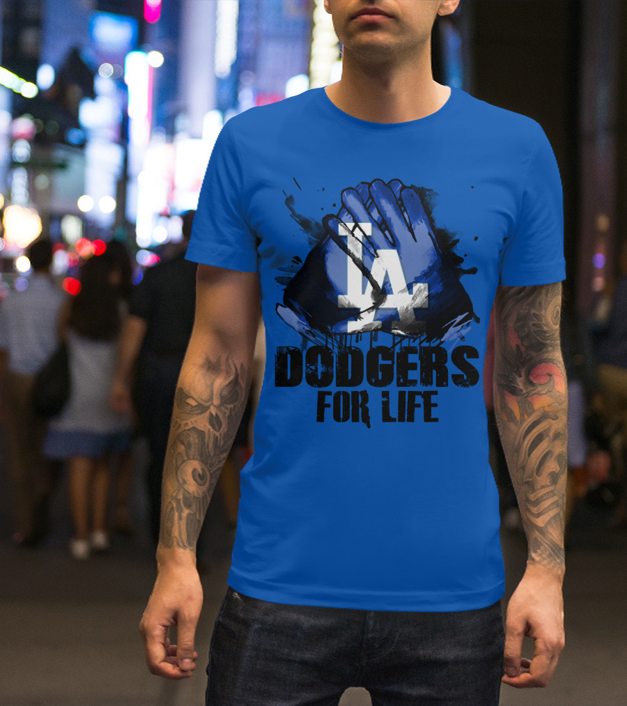 La Dodgers For Life Blue Graphic Featuring Iconic Logo With Hands T-Shirt