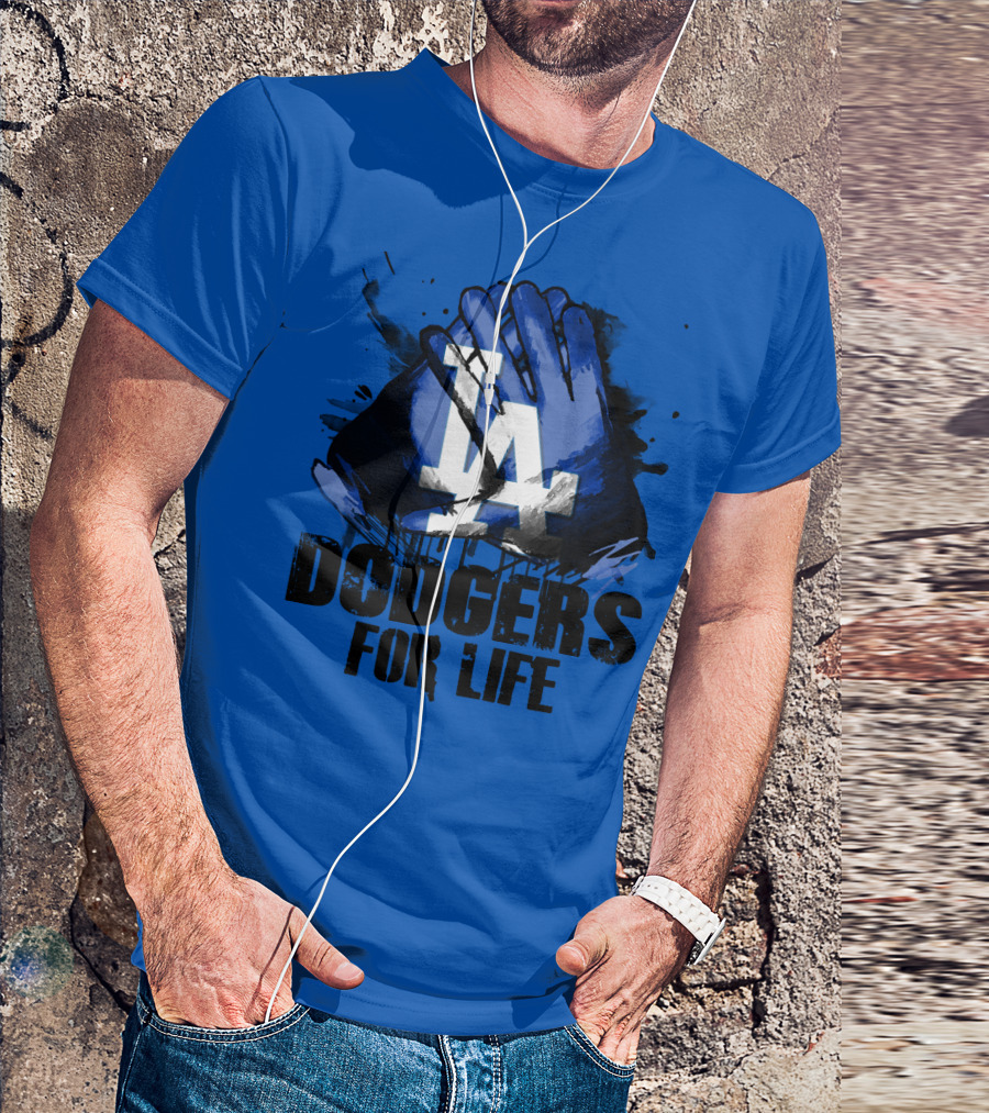 La Dodgers For Life Blue Graphic Featuring Iconic Logo With Hands T-Shirt