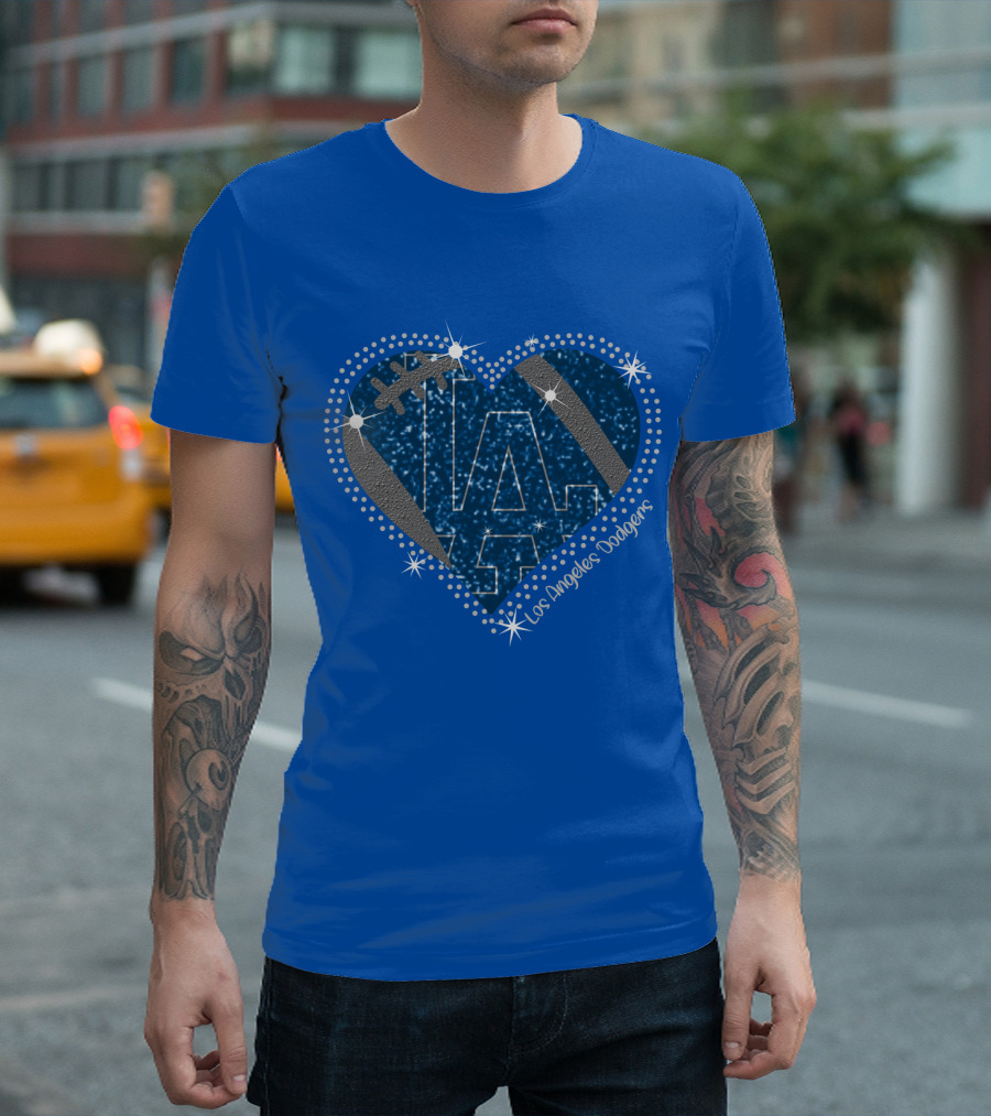 Los Angeles Dodgers Heart Sparkle La Football Stars T-Shirt