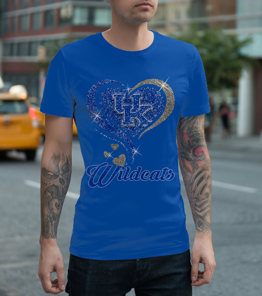Uk Wildcats Heart Shaped Glitter T-Shirt