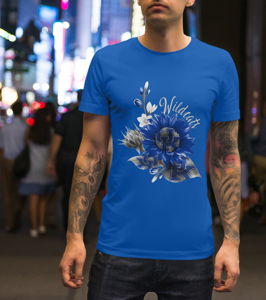 Wildcats Kentucky Blue Flowers K T-Shirt