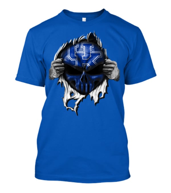 Kentucky Wildcats Skull UK Logo Blue Background T-Shirt