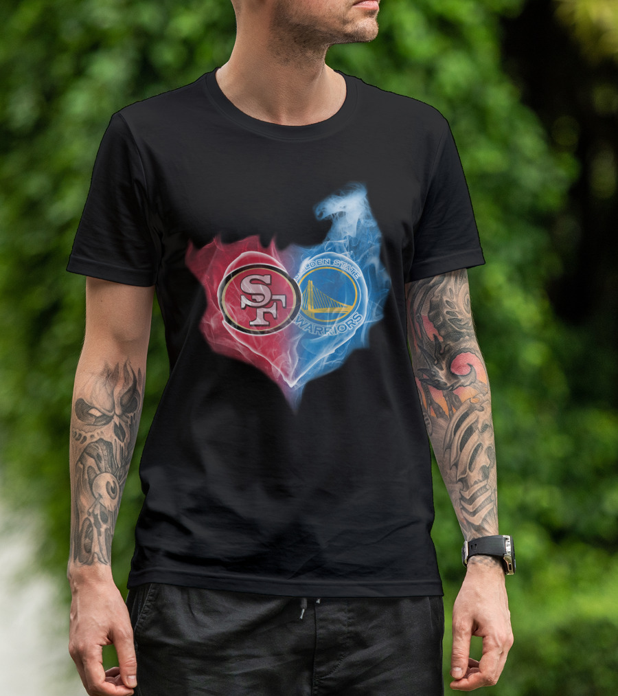 San Francisco 49ers Golden State Warriors Heart Fusion T-Shirt