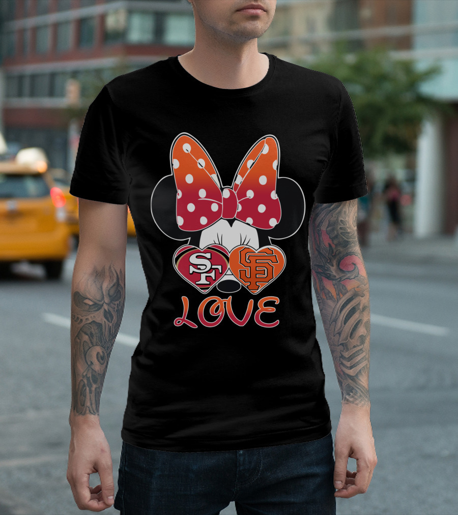 Minnie Mouse Love Sf 49ers Giants Hearts T-Shirt