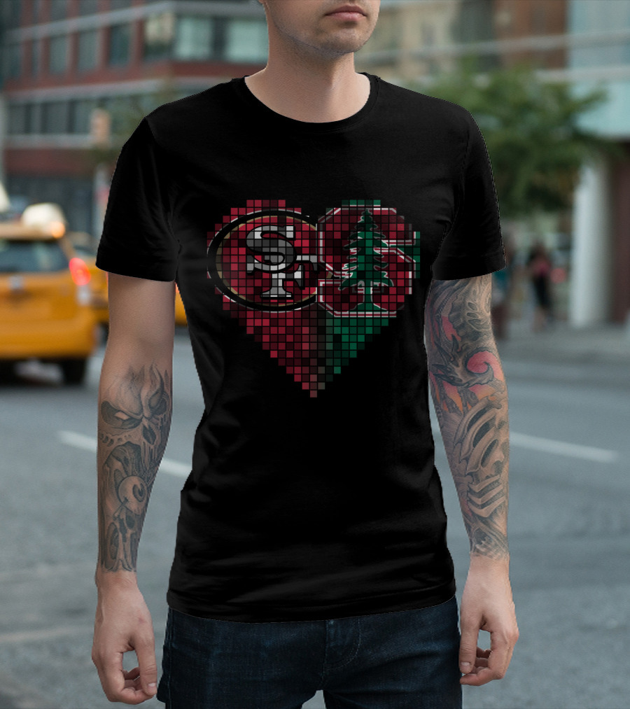 Ttr 004 San Francisco 49ers Stanford Tree Heart Mosaic T-Shirt