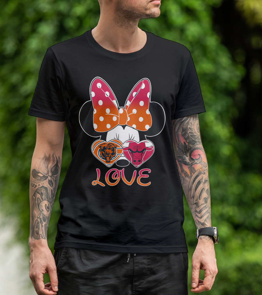 Minnie Mouse Chicago Bears Bulls Love T-Shirt
