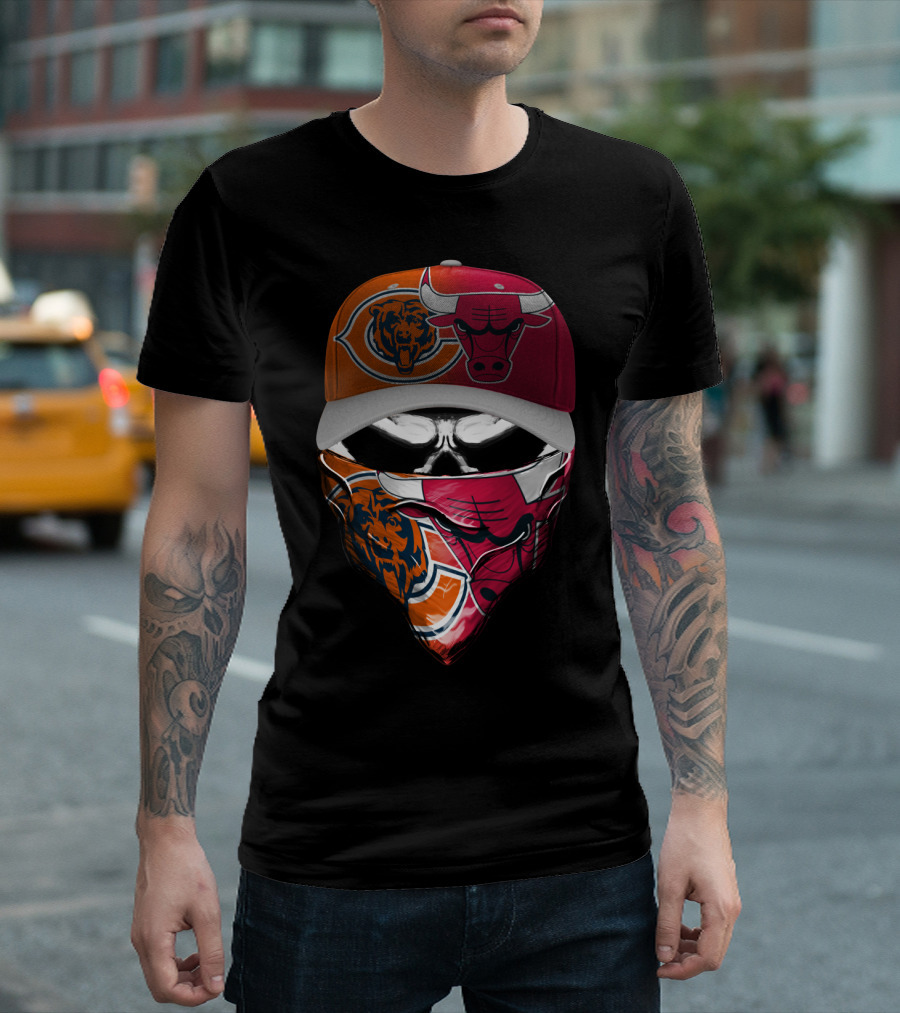 Chicago Bears Bulls Fan Mask Hat T-Shirt