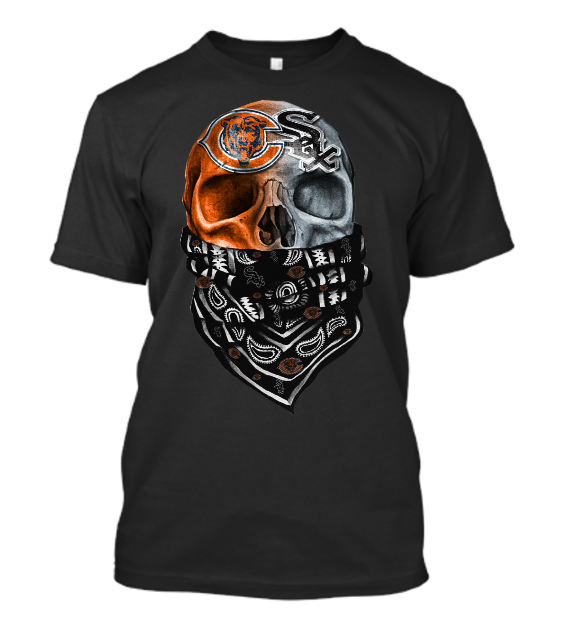Chicago Bears Chicago White Sox Skull Bandana T-Shirt