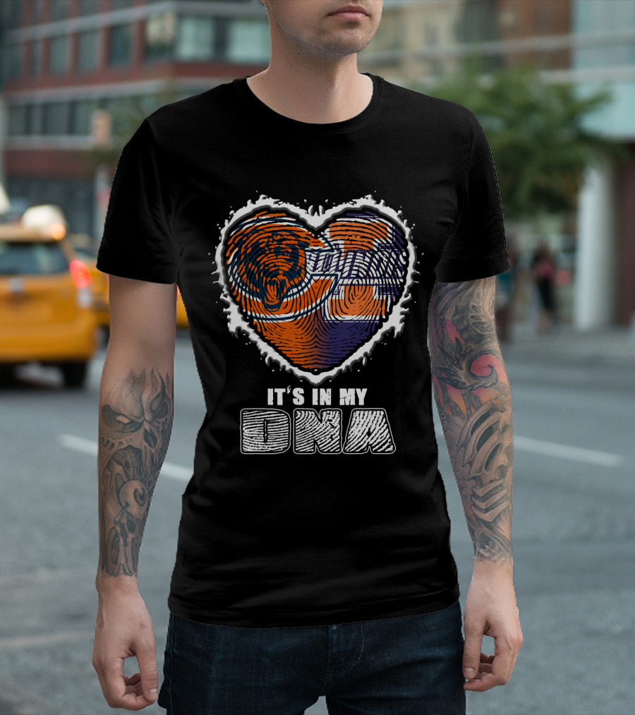 Chicago Bears It's In My Dna Heart Fingerprint T-Shirt
