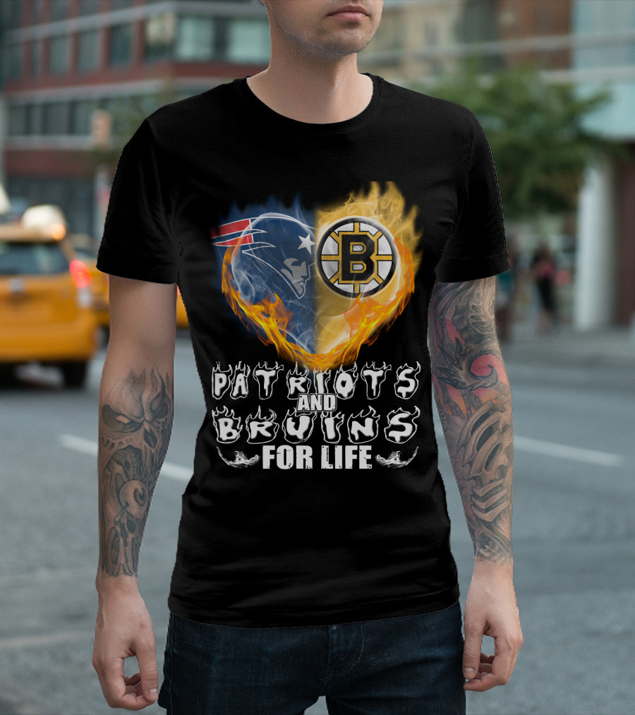 Patriots And Bruins For Life Nfl Nhl Sports Fan T-Shirt