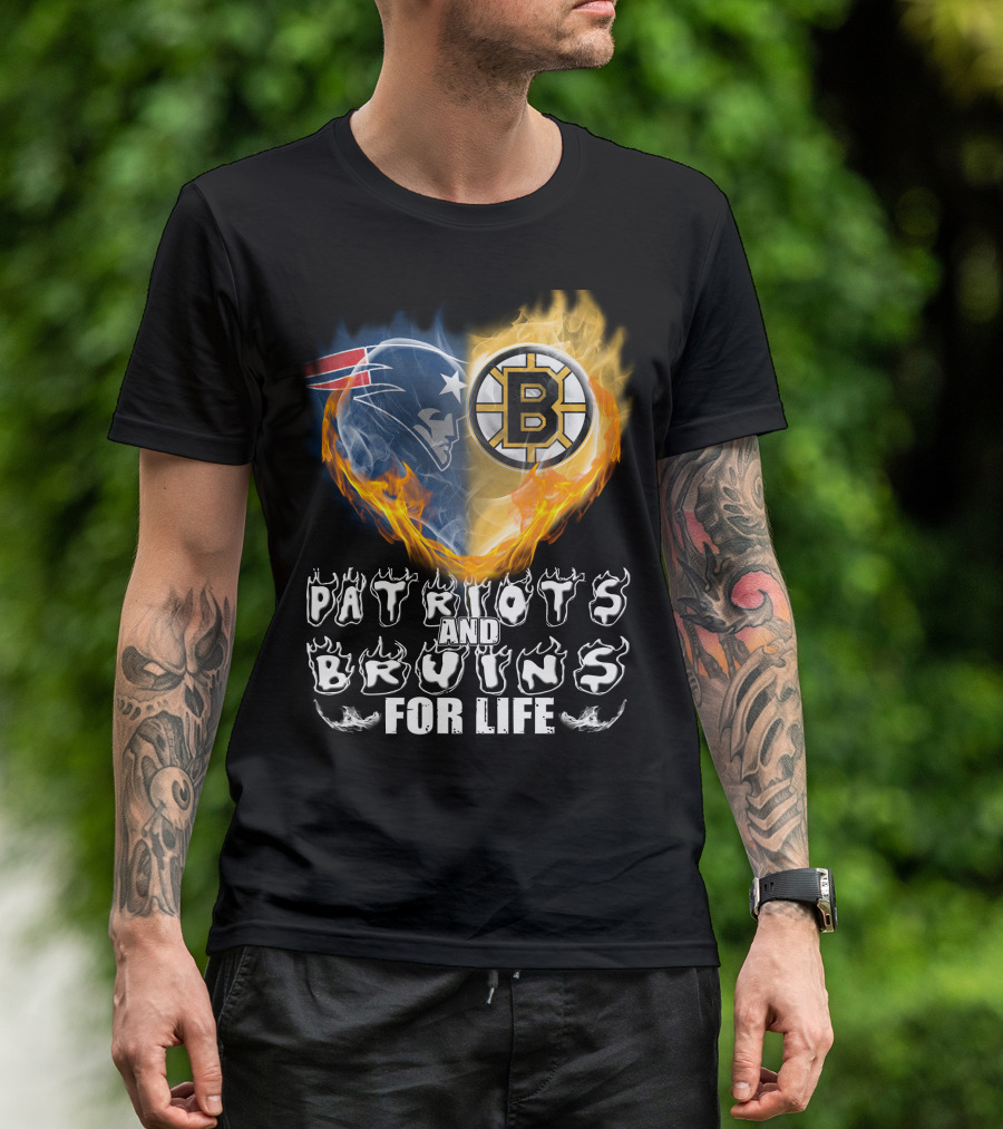 Patriots And Bruins For Life Nfl Nhl Sports Fan T-Shirt