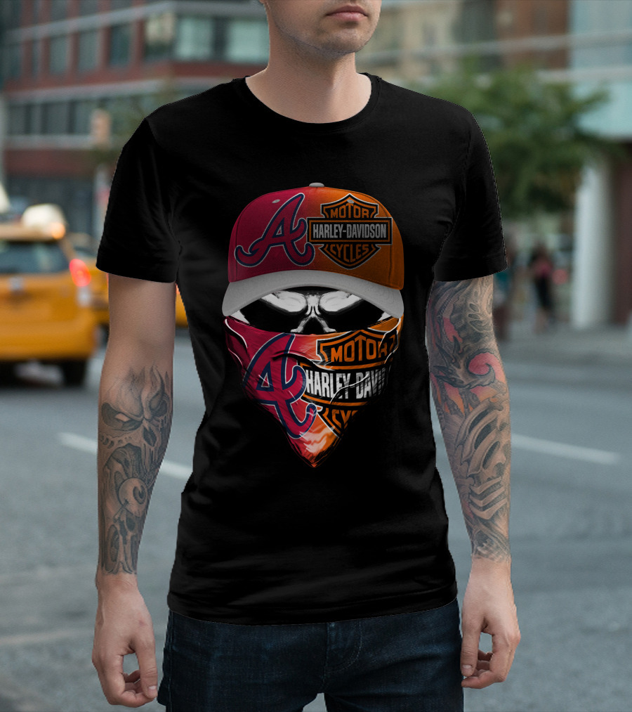 Atlanta Braves Harley Davidson Mask Fusion T-Shirt