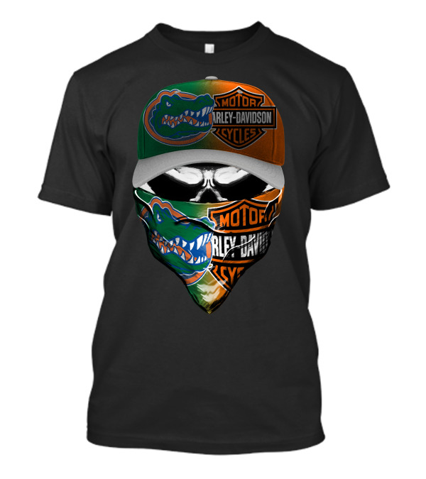 Harley Davidson Gator Face Mask And Cap With Motorcycles T-Shirt