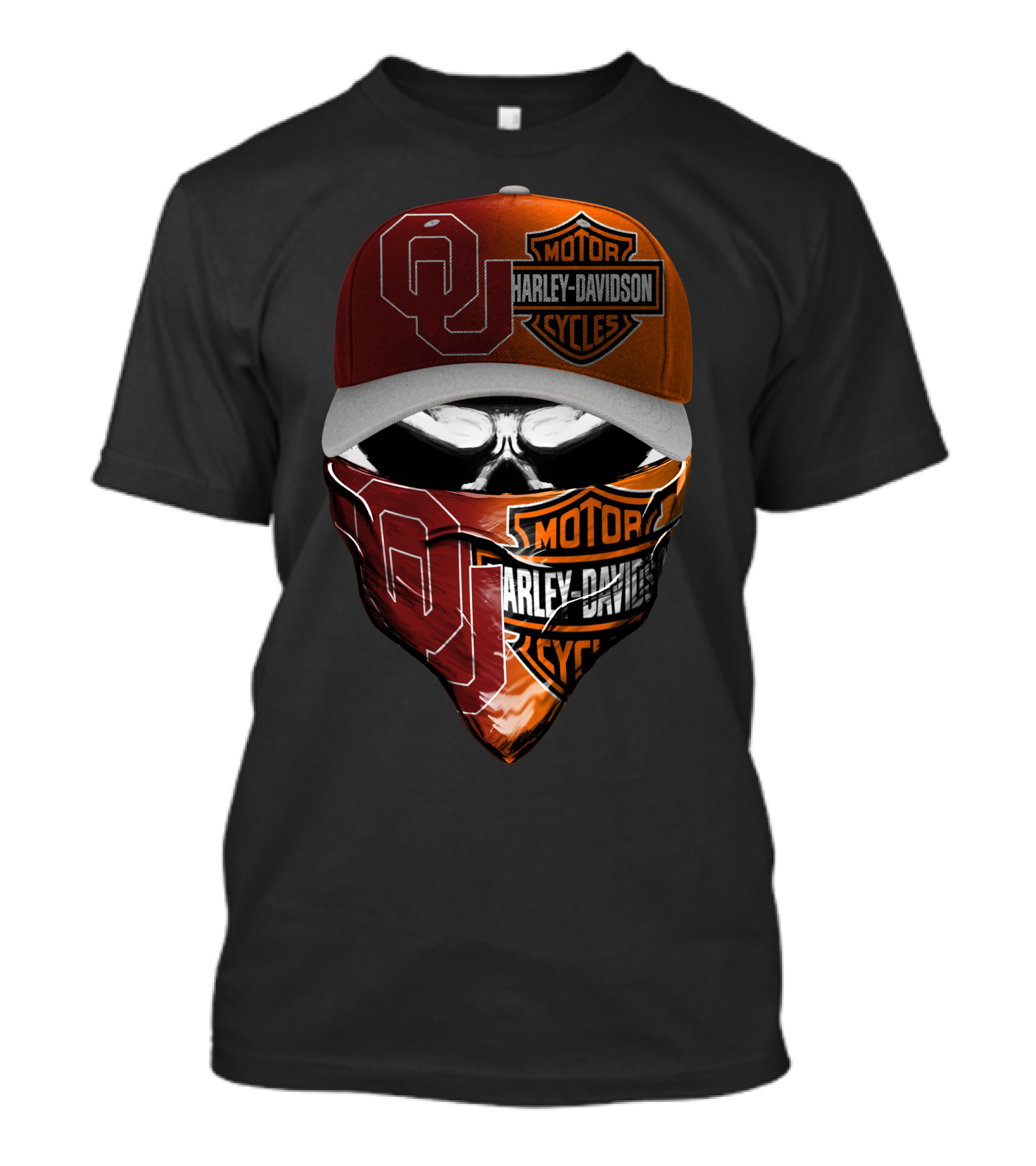 Oklahoma Sooners Harley Davidson Motorcycles Skull Mask T-Shirt