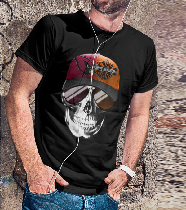 Harley Davidson Arizona Cardinals Skull T-Shirt