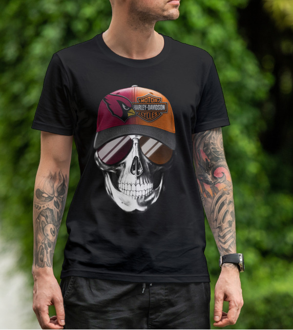 Harley Davidson Arizona Cardinals Skull T-Shirt