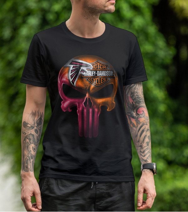 Atlanta Falcons Harley Davidson Punisher Skull T-Shirt