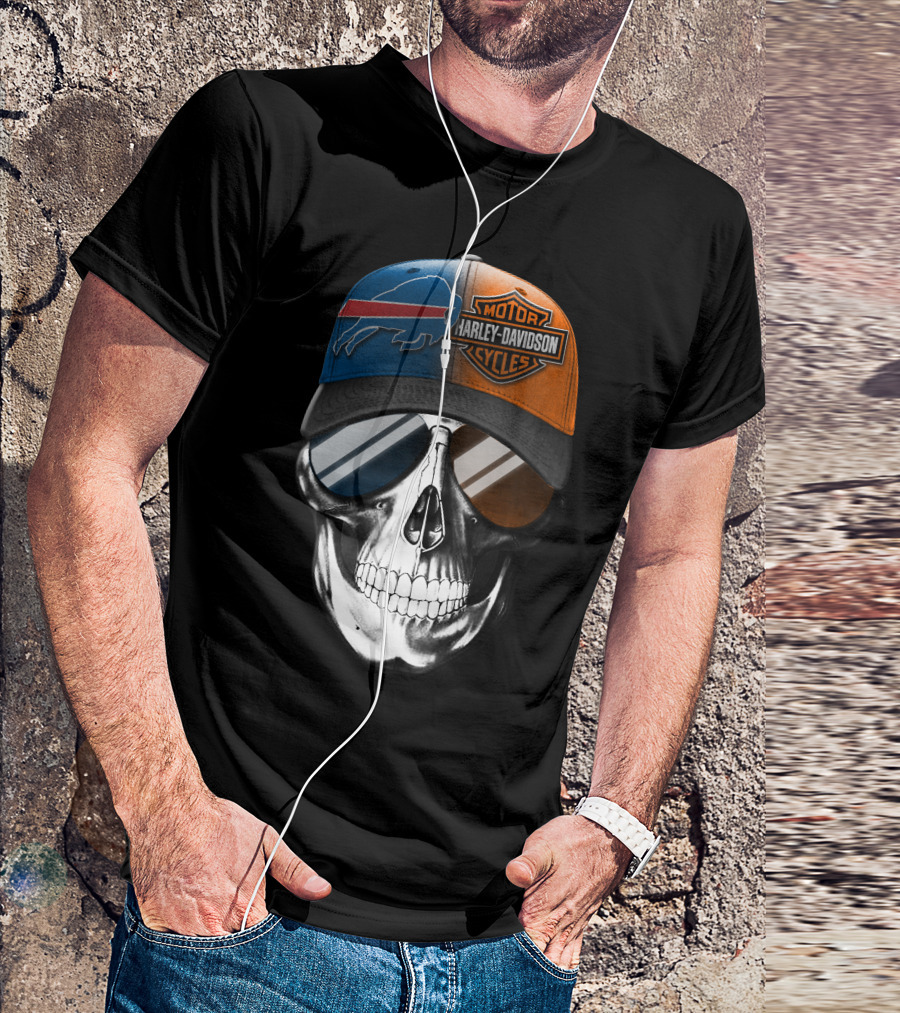 Buffalo Bills Harley Davidson Skull Cap T-Shirt