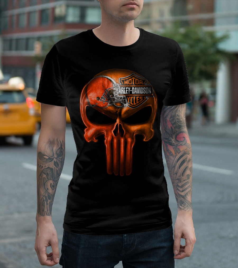 Harley Davidson Skull With Football Helmet T-Shirt