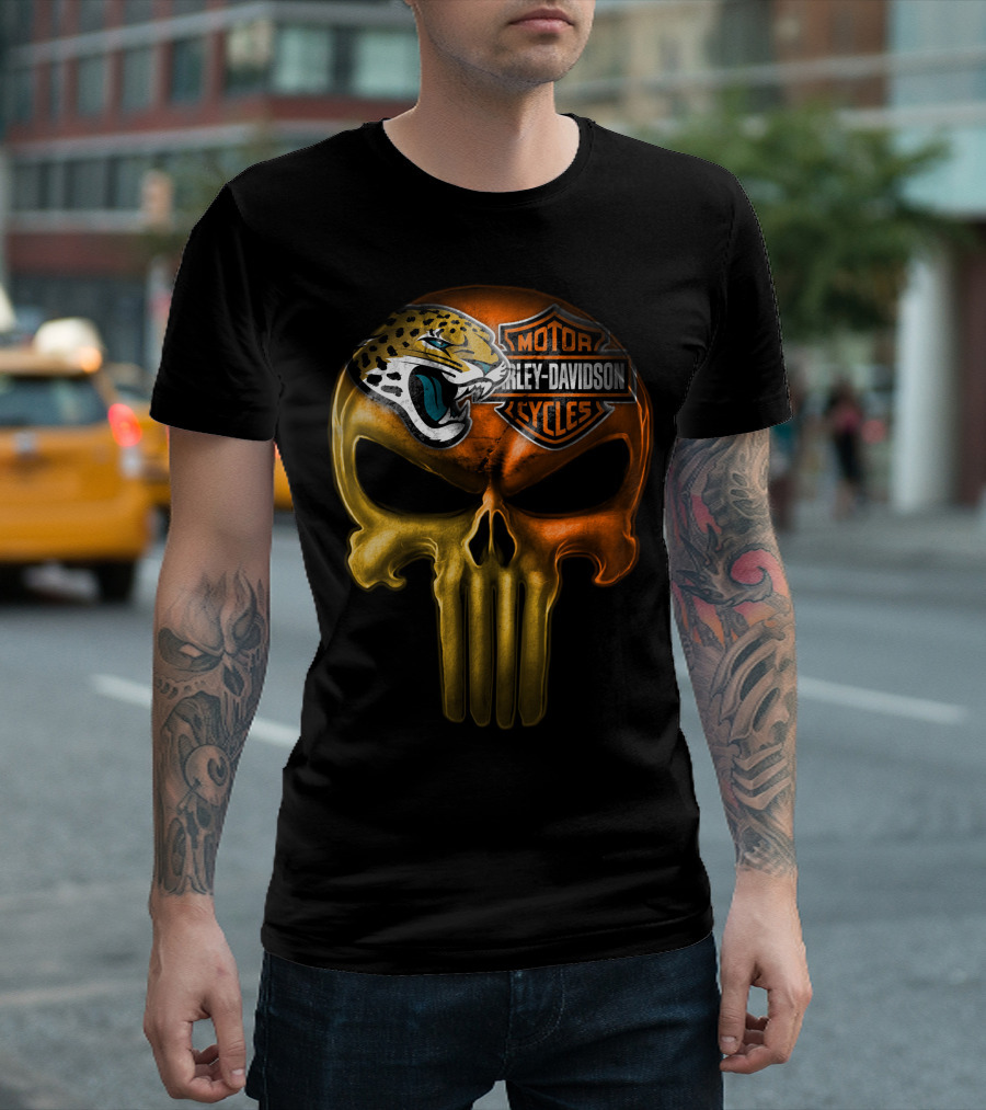 Jacksonville Jaguars Harley Davidson Skull T-Shirt