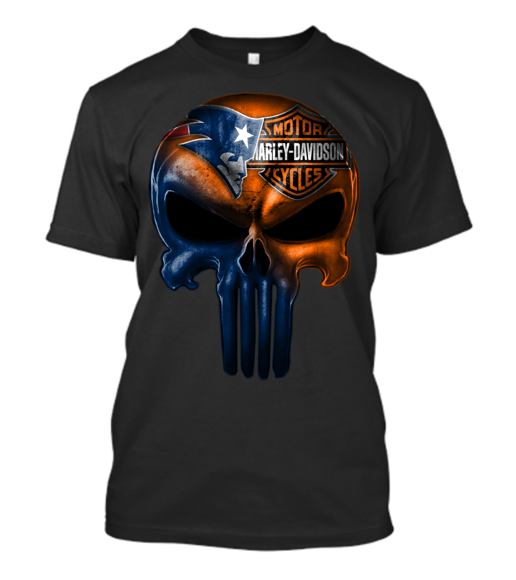 New England Patriots Harley Davidson Skull 21Hl T-Shirt