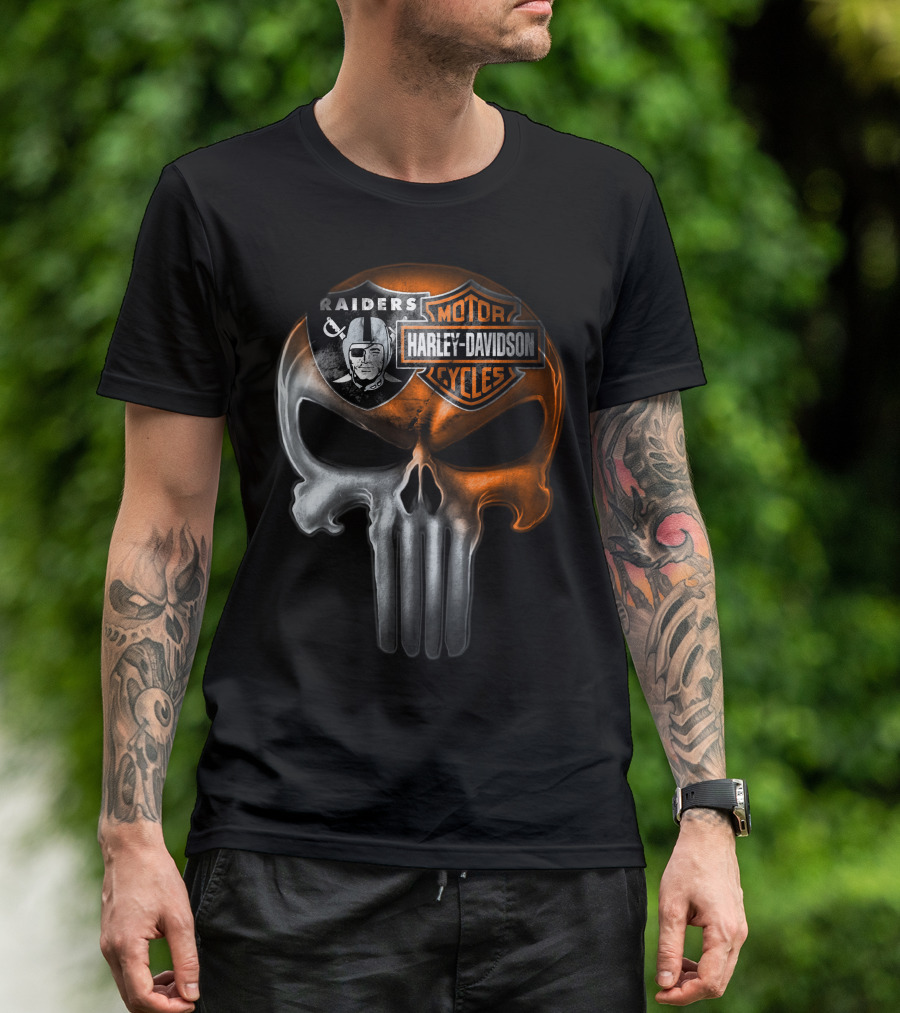 Raiders Harley Davidson Punisher Skull T-Shirt