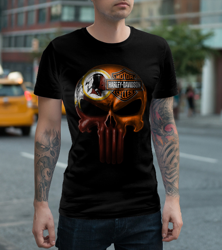 Harley Davidson Washington Football Crossover Skull T-Shirt