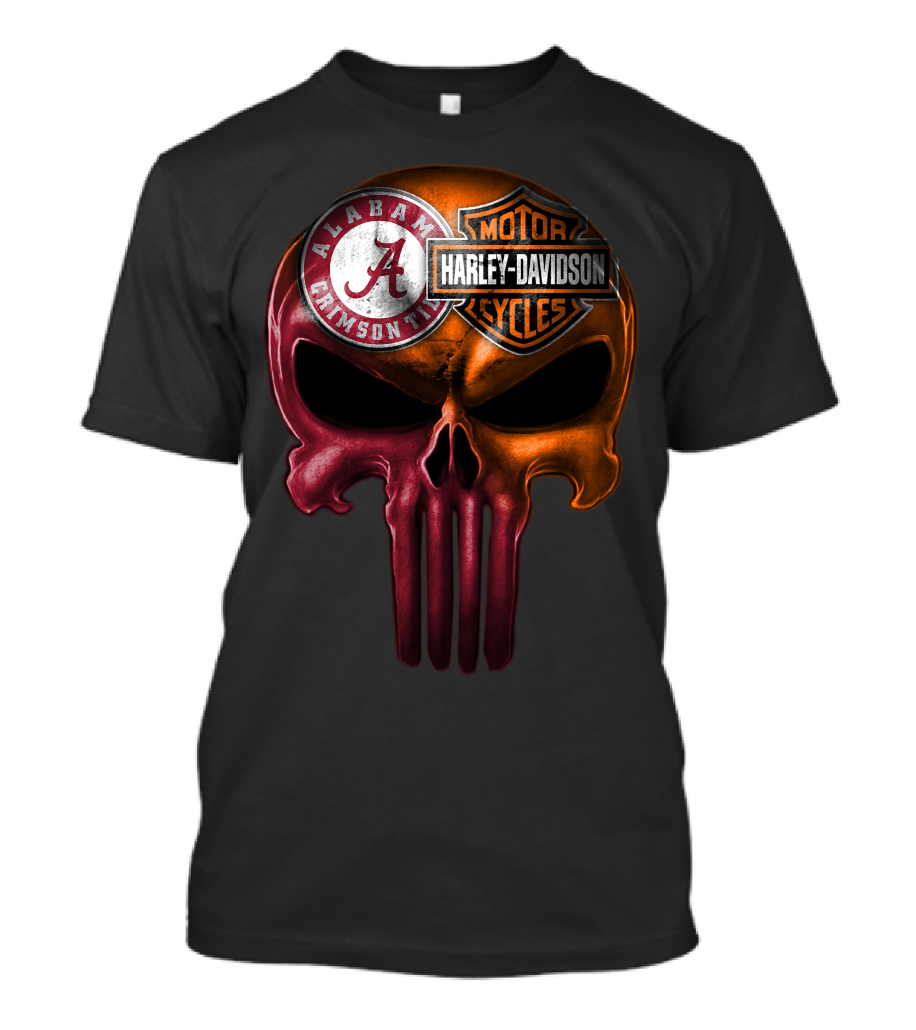 Alabama Crimson Tide Harley Davidson Punisher Skull T-Shirt